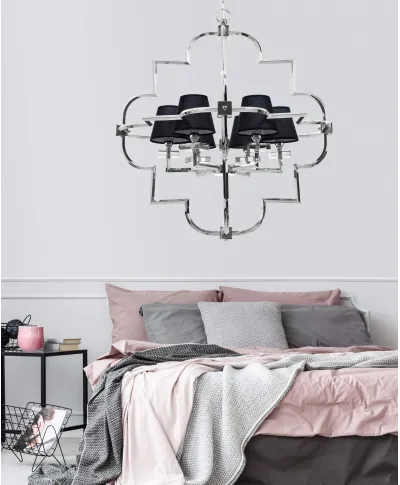 LAMPA WISZĄCA NOWOCZESNA CZARNO-CHROMOWANA BALTIMORE W6