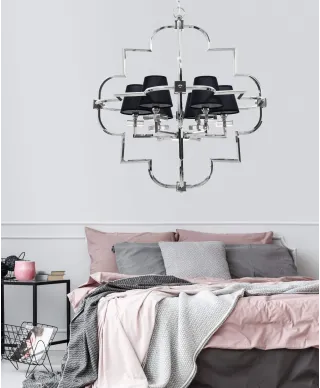 LAMPA WISZĄCA NOWOCZESNA CZARNO-CHROMOWANA BALTIMORE W6