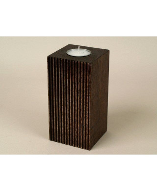 Świecznik - Zdobiony Ręcznie - Drewniany - 8x8x15cm