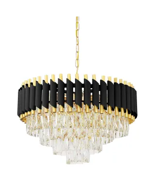 KLASYCZNY ŻYRANDOL KRYSZTAŁOWY CZARNO-ZŁOTY MAZINI D50