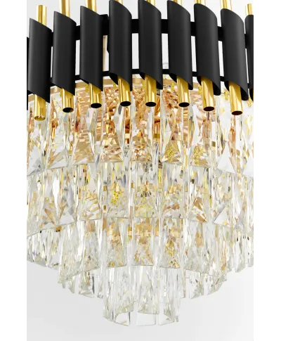 KLASYCZNY ŻYRANDOL KRYSZTAŁOWY CZARNO-ZŁOTY MAZINI D50