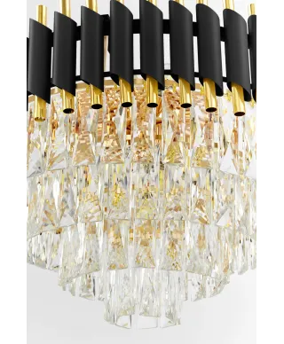 KLASYCZNY ŻYRANDOL KRYSZTAŁOWY CZARNO-ZŁOTY MAZINI D50