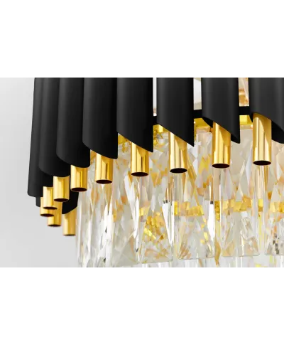 KLASYCZNY ŻYRANDOL KRYSZTAŁOWY CZARNO-ZŁOTY MAZINI D50