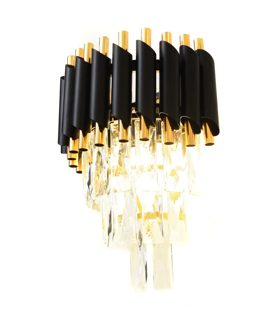 LAMPA ŚCIENNA KINKIET KRYSZTAŁOWY CZARNO-ZŁOTY MAZINI W2