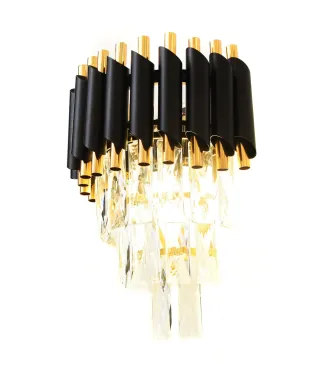LAMPA ŚCIENNA KINKIET KRYSZTAŁOWY CZARNO-ZŁOTY MAZINI W2