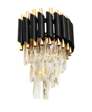LAMPA ŚCIENNA KINKIET KRYSZTAŁOWY CZARNO-ZŁOTY MAZINI W2