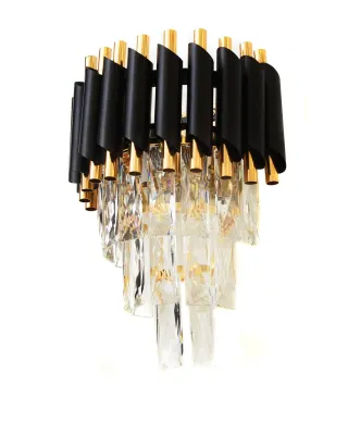 LAMPA ŚCIENNA KINKIET KRYSZTAŁOWY CZARNO-ZŁOTY MAZINI W2