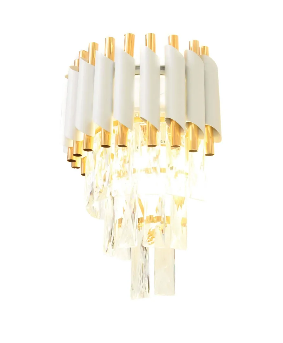 LAMPA ŚCIENNA KINKIET KRYSZTAŁOWY BIAŁO-ZŁOTY MAZINI W2