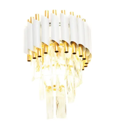 LAMPA ŚCIENNA KINKIET KRYSZTAŁOWY BIAŁO-ZŁOTY MAZINI W2