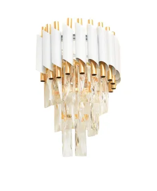 LAMPA ŚCIENNA KINKIET KRYSZTAŁOWY BIAŁO-ZŁOTY MAZINI W2