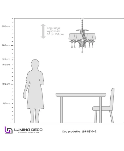 KLASYCZNY ŻYRANDOL KRYSZTAŁOWY ZŁOTY VENISIA W6