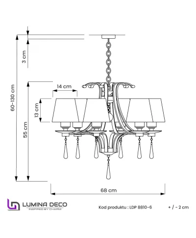 KLASYCZNY ŻYRANDOL KRYSZTAŁOWY ZŁOTY VENISIA W6