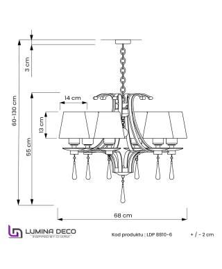 KLASYCZNY ŻYRANDOL KRYSZTAŁOWY ZŁOTY VENISIA W6
