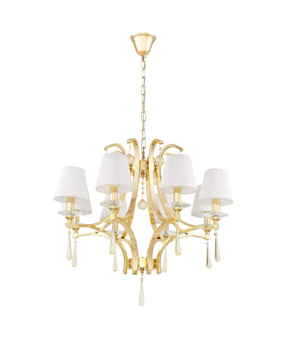 KLASYCZNY ŻYRANDOL KRYSZTAŁOWY ZŁOTY VENISIA W8