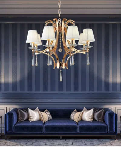 KLASYCZNY ŻYRANDOL KRYSZTAŁOWY ZŁOTY VENISIA W8