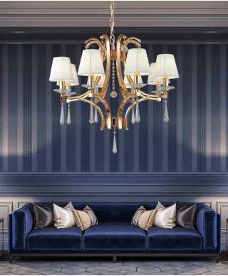 KLASYCZNY ŻYRANDOL KRYSZTAŁOWY ZŁOTY VENISIA W8