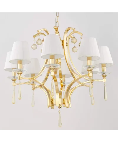 KLASYCZNY ŻYRANDOL KRYSZTAŁOWY ZŁOTY VENISIA W8