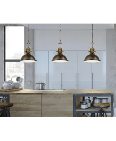 LAMPA WISZĄCA INDUSTRIALNA DUŻA STARE ZŁOTO ELIGIO W1