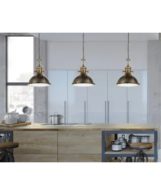 LAMPA WISZĄCA INDUSTRIALNA DUŻA STARE ZŁOTO ELIGIO W1