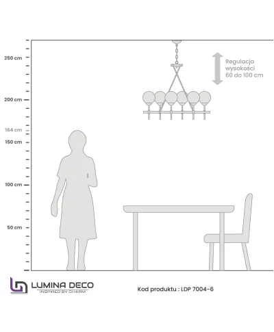 NOWOCZESNA LAMPA WISZĄCA MOSIĘŻNA ALDONO W6