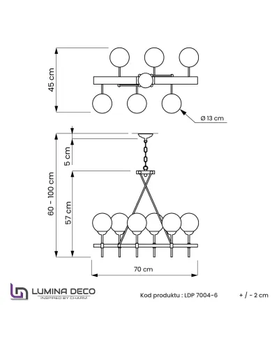 NOWOCZESNA LAMPA WISZĄCA MOSIĘŻNA ALDONO W6