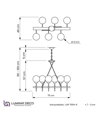 NOWOCZESNA LAMPA WISZĄCA MOSIĘŻNA ALDONO W6