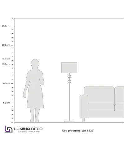 LAMPA STOJĄCA PODŁOGOWA CZARNO-MOSIĘŻNA AZZARIA