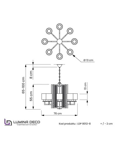 NOWOCZESNA LAMPA WISZĄCA ZŁOTA MANHATTAN W8