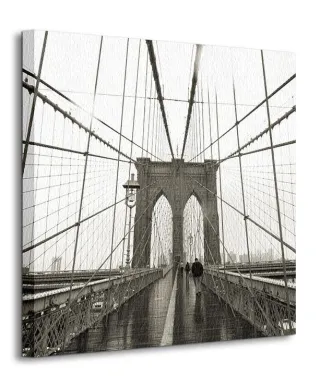 Obraz na płótnie - Brooklyn Bridge, Wide Angle - 40x40 cm