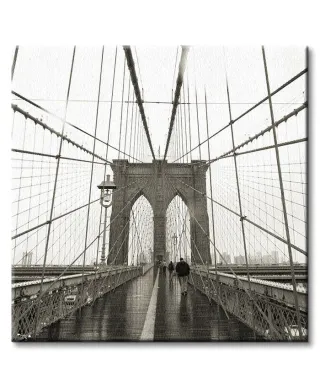 Obraz na płótnie - Brooklyn Bridge, Wide Angle - 40x40 cm