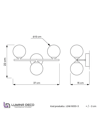 LAMPA ŚCIENNA KINKIET NOWOCZESNY CZARNO-ZŁOTY MARSIADA W3