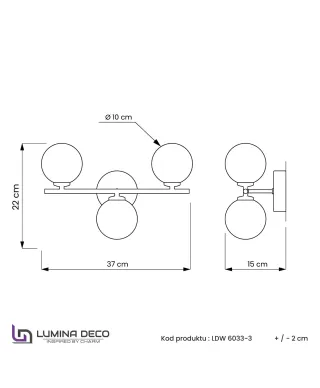 LAMPA ŚCIENNA KINKIET NOWOCZESNY CZARNO-ZŁOTY MARSIADA W3
