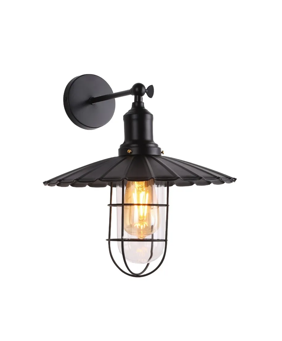 LAMPA ŚCIENNA KINKIET LOFTOWY CZARNY LATARO