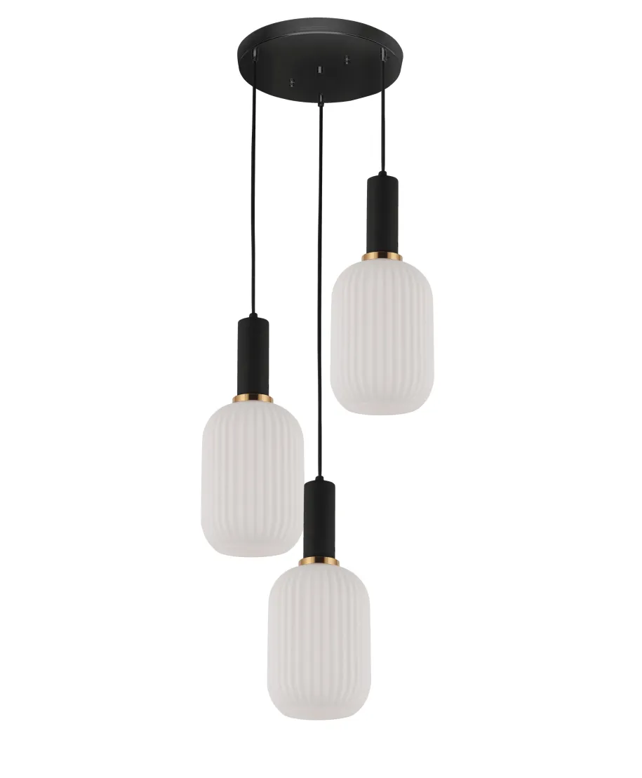 POTRÓJNA LAMPA WISZĄCA LOFT BIAŁO-CZARNA RICO W3