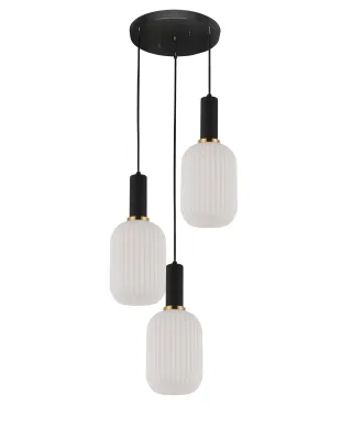 POTRÓJNA LAMPA WISZĄCA LOFT BIAŁO-CZARNA RICO W3