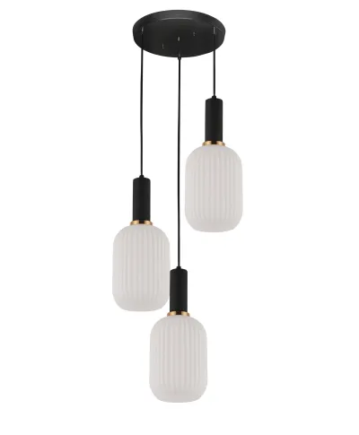 POTRÓJNA LAMPA WISZĄCA LOFT BIAŁO-CZARNA RICO W3