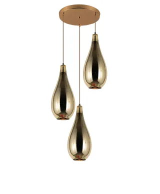 POTRÓJNA NOWOCZESNA LAMPA WISZĄCA SZKLANA ZŁOTA LAURIS W3