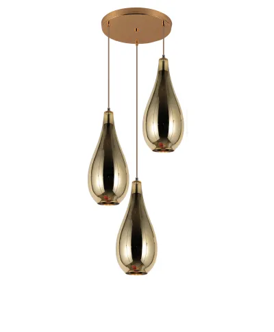 POTRÓJNA NOWOCZESNA LAMPA WISZĄCA SZKLANA ZŁOTA LAURIS W3