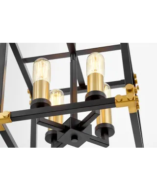 LAMPA WISZĄCA LOFT CZARNO-MOSIĘŻNA WALDORF W4