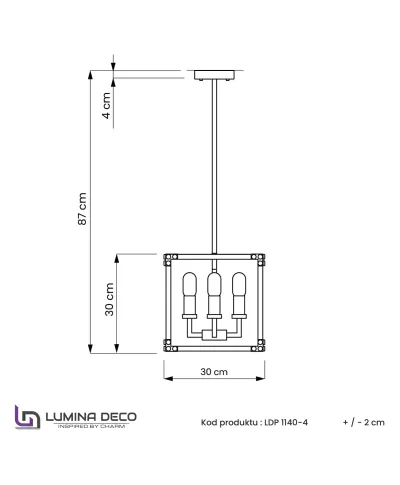 LAMPA WISZĄCA LOFT CZARNO-MOSIĘŻNA WALDORF W4