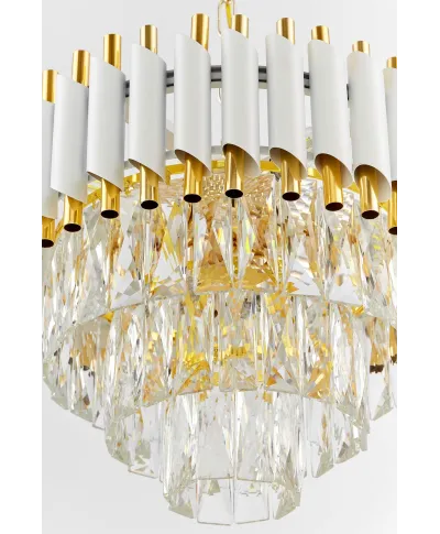 KLASYCZNY ŻYRANDOL KRYSZTAŁOWY BIAŁO-ZŁOTY MAZINI D40