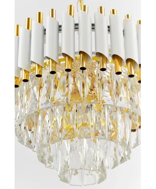 KLASYCZNY ŻYRANDOL KRYSZTAŁOWY BIAŁO-ZŁOTY MAZINI D40