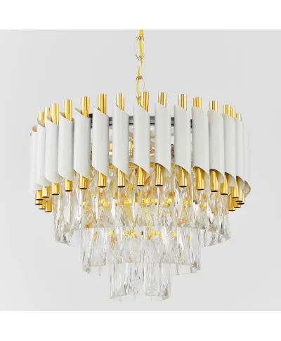 KLASYCZNY ŻYRANDOL KRYSZTAŁOWY BIAŁO-ZŁOTY MAZINI D40