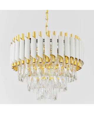 KLASYCZNY ŻYRANDOL KRYSZTAŁOWY BIAŁO-ZŁOTY MAZINI D40