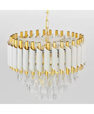KLASYCZNY ŻYRANDOL KRYSZTAŁOWY BIAŁO-ZŁOTY MAZINI D40