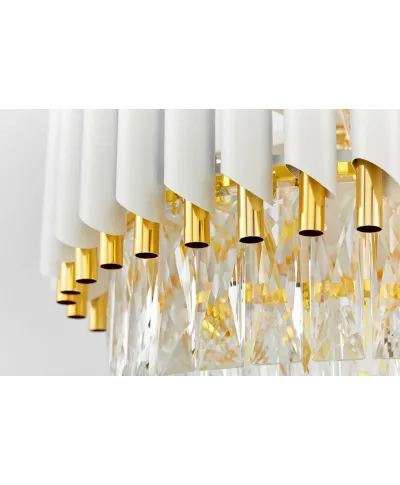 KLASYCZNY ŻYRANDOL KRYSZTAŁOWY BIAŁO-ZŁOTY MAZINI D40