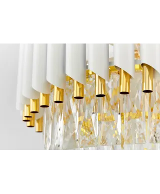 KLASYCZNY ŻYRANDOL KRYSZTAŁOWY BIAŁO-ZŁOTY MAZINI D40