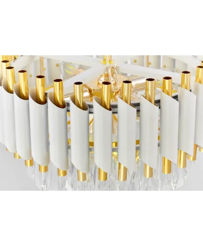 KLASYCZNY ŻYRANDOL KRYSZTAŁOWY BIAŁO-ZŁOTY MAZINI D40