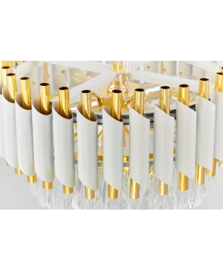 KLASYCZNY ŻYRANDOL KRYSZTAŁOWY BIAŁO-ZŁOTY MAZINI D40