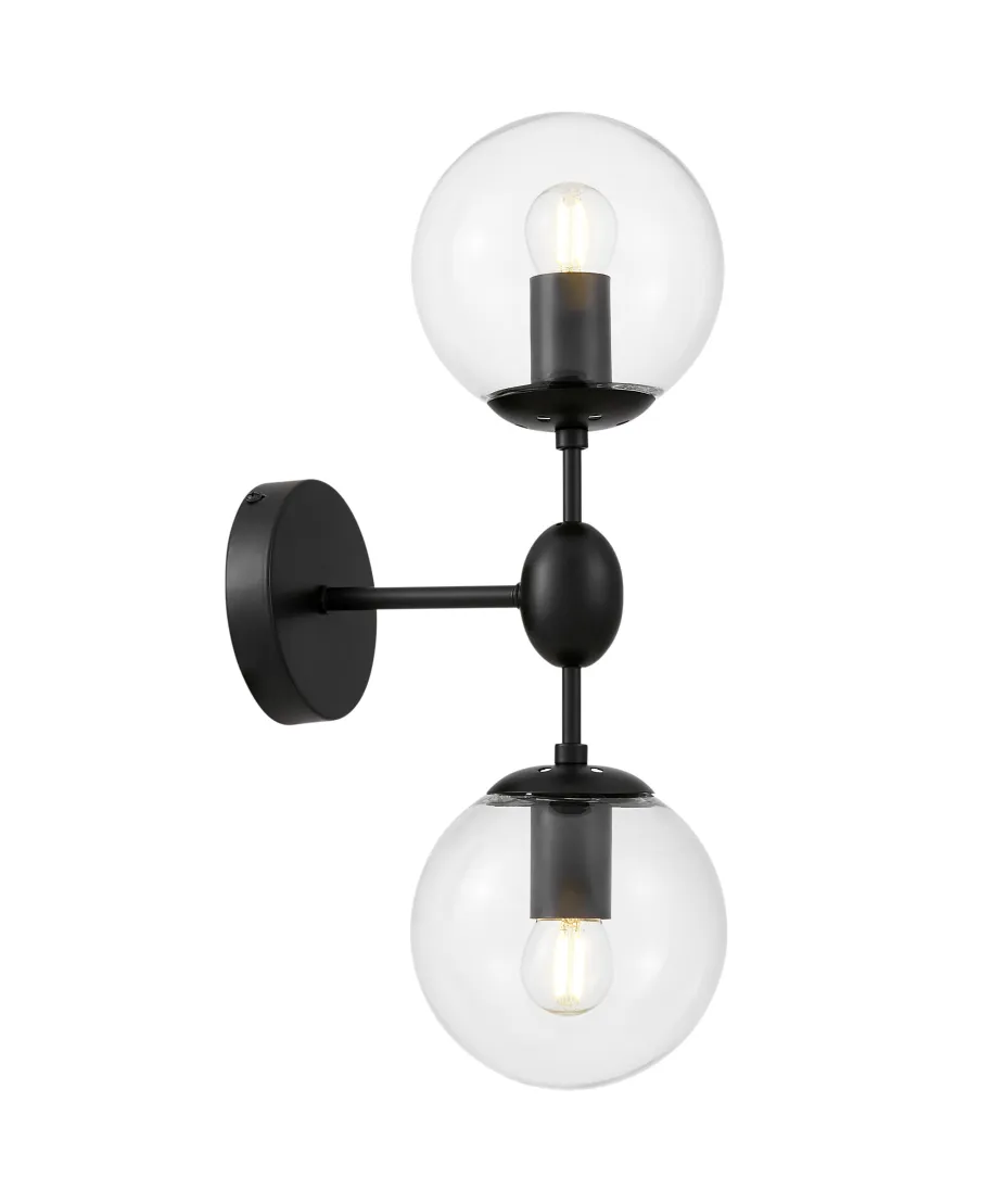 LAMPA ŚCIENNA KINKIET LOFTOWY PRZEZROCZYSTO-CZARNY ZODIAK W2